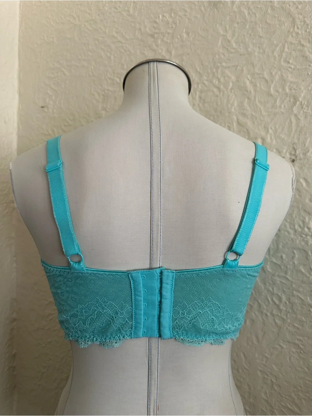 Freya Fancies Underwire Long Line Bra Bright Aqua Blue Lace 36H